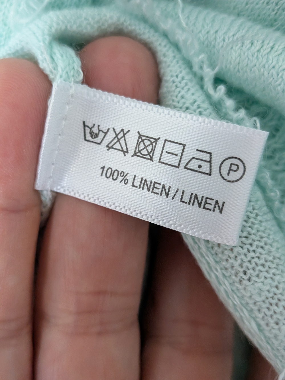 Lisa Todd Tulum Sweater Sz S Dew Fray-Edge Linen Hoodie Lightweight Mint Blouse - Picture 13 of 14